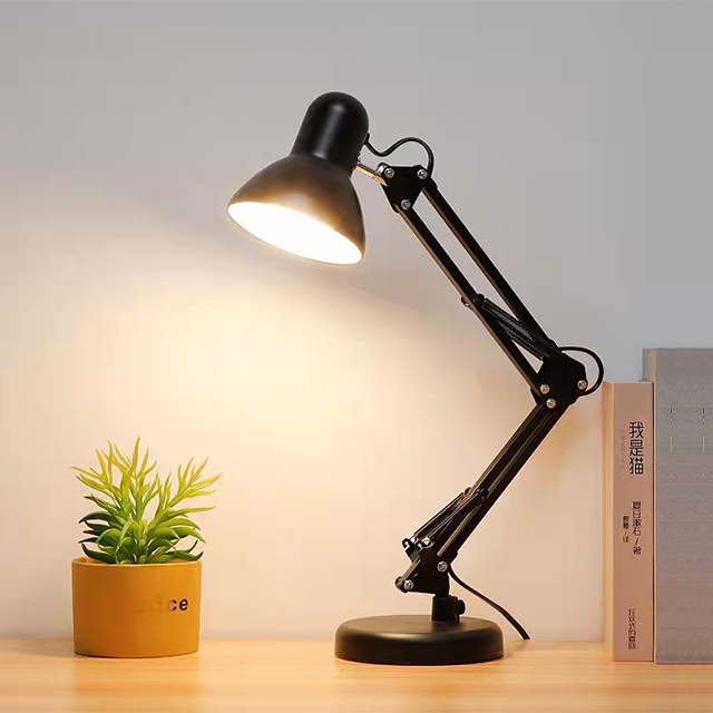 New design Modern Metal Long arm base ornaments design Foldable Eye Caring Reading table Desk lamp