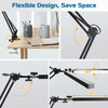 America Metal Aluminium Double Head Led Desk Lamp Clip Clamp Eye Protection Two Heads Lighting Computer Screen Light Table Architect Long Arm Reading Lamp with Adapter for Office Working Design