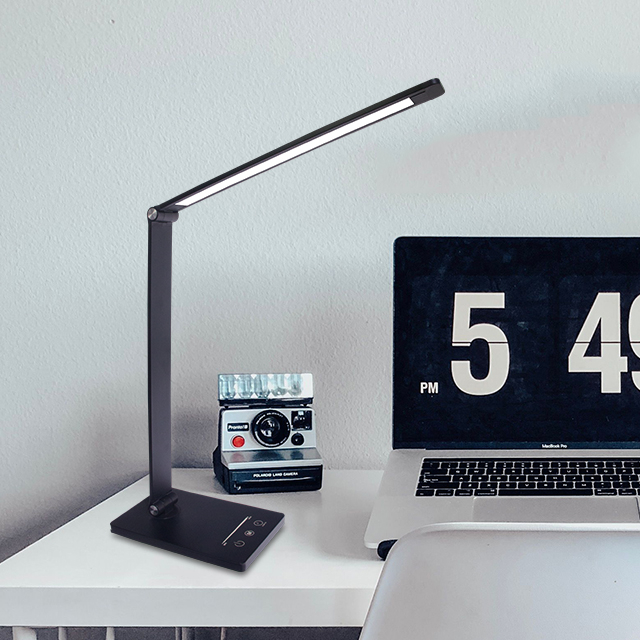 Led Black Table Lamp With Temperature Travel Dormitory Portable Dimming Metal Usb Desk Lamp