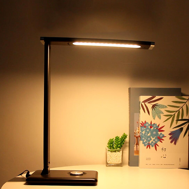 Adjustable Folding Led Home Reading Work Light Night Lamp Black Expandable Desk Lamp With Adapter