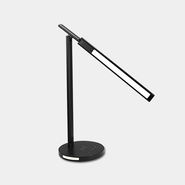 Minimalist Stepless Brightness Fast Wireless Charging Foldable Aluminum Alloy Office Black Table Lamp With Night Read Mode 