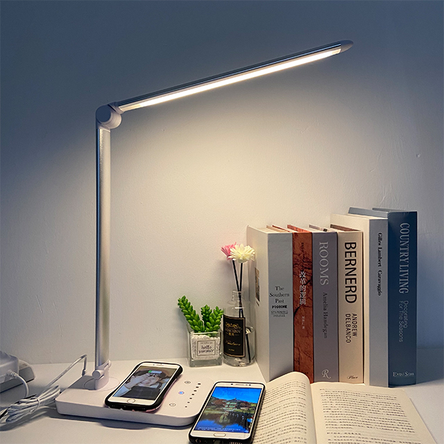 Night Light Bedroom Reading Table Lamp Led Desk With Wireless Charg White Wireless Charging Desk Lamp