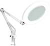Clip Led Beauty Magnifying Desk Lamp with Glass Facial Table Light Magnifier Metal Swing Arm Reading Lamps Portable Desktop Loupes Work Clamp Magnify Lighting for Skin Examination