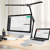 America Metal Aluminium Double Head Led Desk Lamp Clip Clamp Eye Protection Two Heads Lighting Computer Screen Light Table Architect Long Arm Reading Lamp with Adapter for Office Working Design