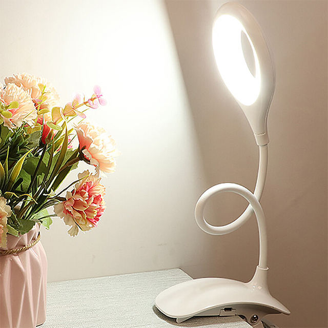 Touch Switch Cct 4000k 3 Level Dimming Usb Reachargeable Battery Clip Desk Lamp 3w for Bedside Reading