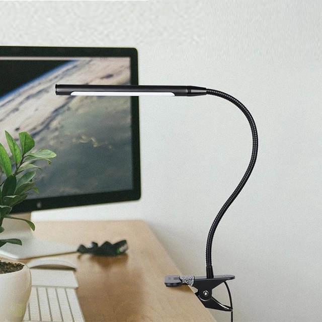 Led Touch Control Task Lighting Black Night Modern Hotel Bed Room Foldable Clip Metal Desk Lamp