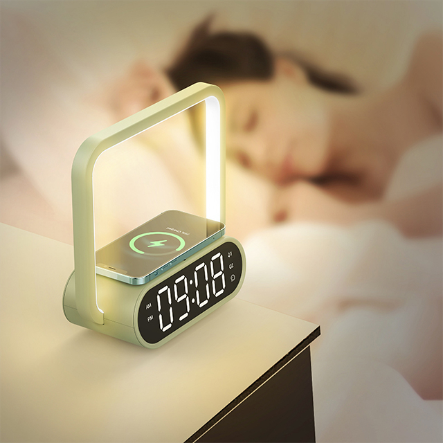Modern Abs Creative Wireless Fast Charging Electronic Display Screen Alarm Clock Usb Output Led Desk Lamp
