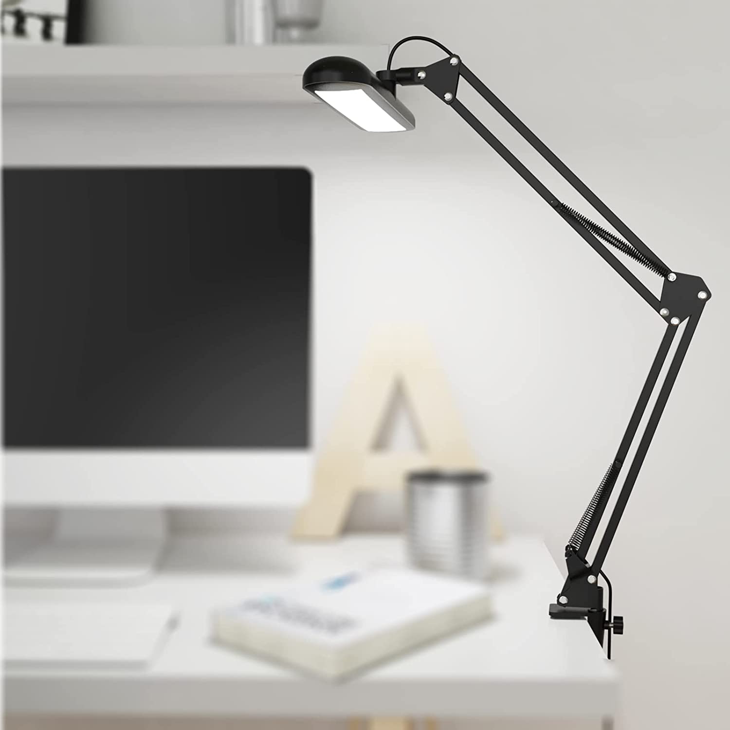 Led Desk Lamp Usb Foldable Clip Read Lamp Metal Stand Long Arm Swing Transversal Screen Eye Protection Light Flexible Classical Table Lamps Indoor Lighting Reading Room Study Book Lampe Work Office