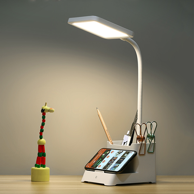 Modern Light Luxury Combination Small Bedside Cabinets Led square Desk Lamp With Pen Holder