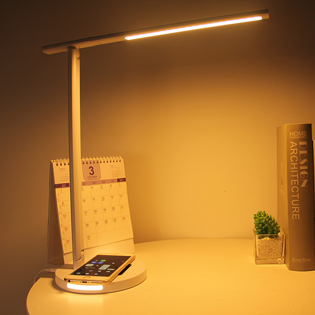 Bedside Bedroom Office Table Lamp Modern Led Dimmale Touch Led Wireless Charging Fast Charging White Desk Table Lamp