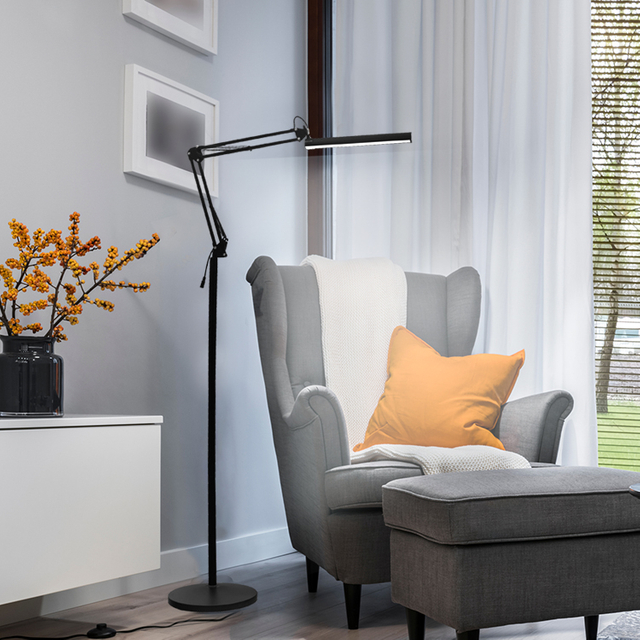 Hot Sale Modern Led Foldable Lamps Up And Down Corner Floor Lamp For Living Room Bedroom Black Led Floor Light