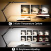 America Metal Aluminium Double Head Led Desk Lamp Clip Clamp Eye Protection Two Heads Lighting Computer Screen Light Table Architect Long Arm Reading Lamp with Adapter for Office Working Design