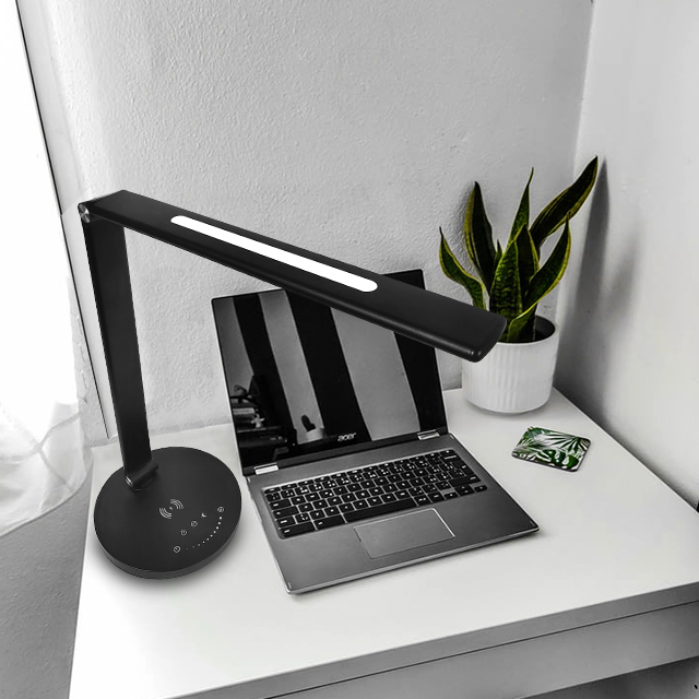 Desk Lampe Edison Lamp Led Simple Unique Mental Black Light Wireless Charging Desk Lamp With Adapter