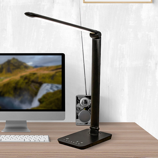 Desk Lamp High Intensity Led Phone Dock Small Cordless Round Dome Reading Light Black Acrylic Desk Light With Adapter