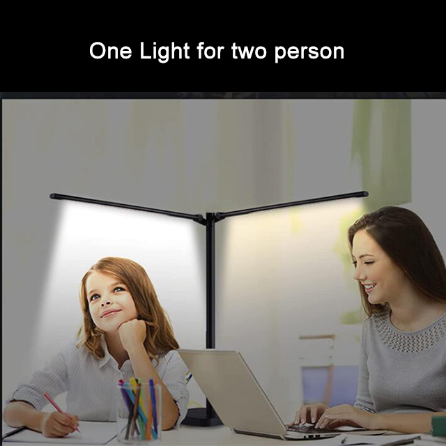 Large Light Luxury Computer Table Led Free Lighting Office Double Head Metal Desk Lamp With Adapter