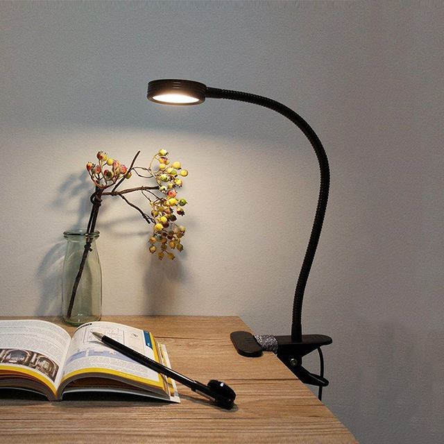 High Quality Bedside Reading Light Adjustable Led Clip Table Lamp Black Modern Reading Metal Desk Lamp