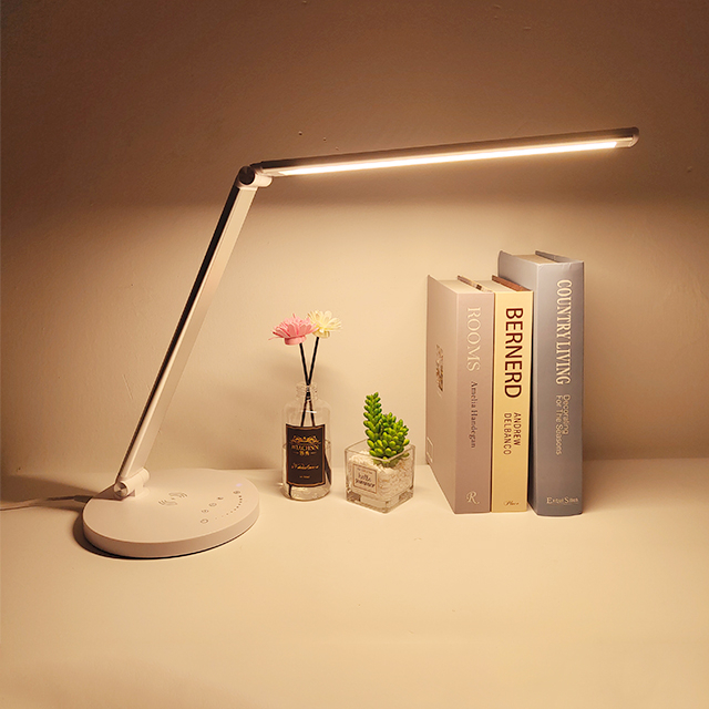 Multifunctional Foldable Led Table Lamp Eye Caring Light Usb White Metal Wireless Charging Desk Lamp