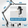 America Metal Aluminium Double Head Led Desk Lamp Clip Clamp Eye Protection Two Heads Lighting Computer Screen Light Table Architect Long Arm Reading Lamp with Adapter for Office Working Design